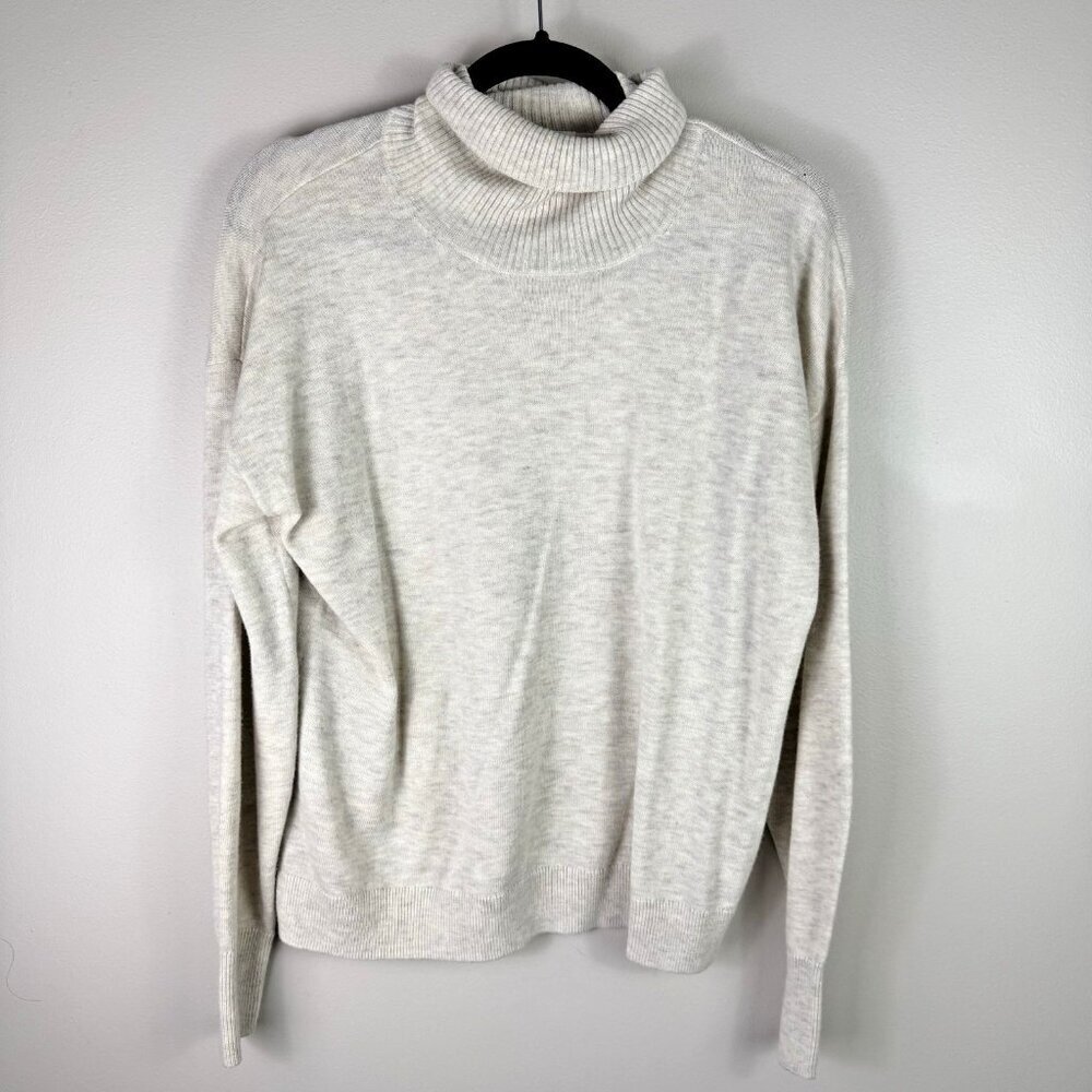 Treasure & Bond Ivory Turtleneck Sweater Small Ribbed Cozy Minimal Wool Blend
